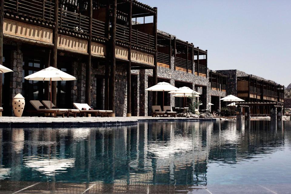 The pool at Oman's Alila Jabal Akhdar has views of canyons and gorges