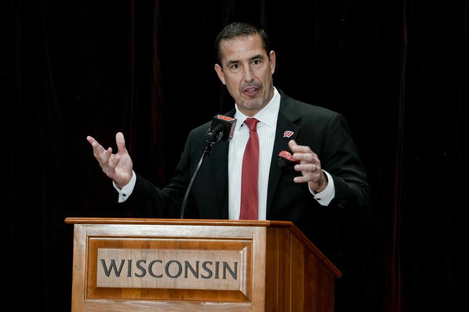 Luke Fickell is overhauling the Wisconsin offense in his first year with the team following a highly successful run coaching Cincinnati. (AP Photo/Morry Gash)