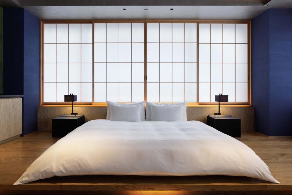 Guest room at the Hoshinoya Tokyo hotel in Japan