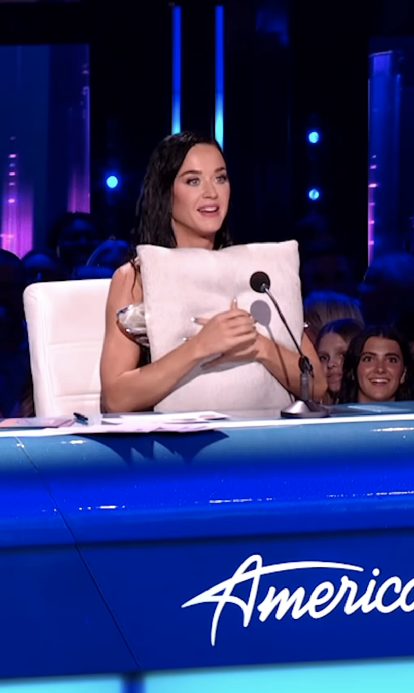Katy Perry on "American Idol" holding a pillow