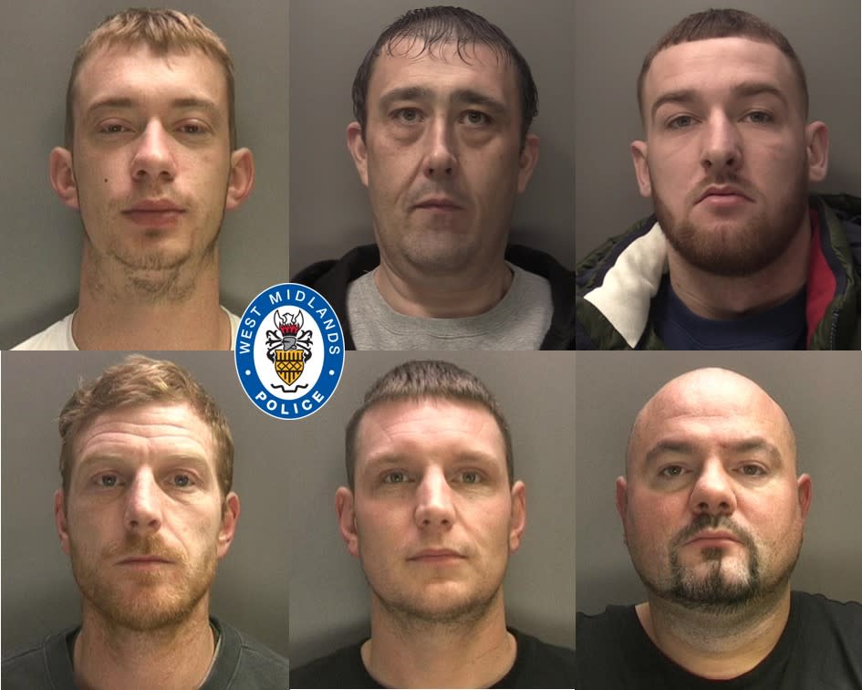(Clockwise) Alexander Blakemore, Christopher Rock, Jake Parkes, Craig Everitt, Matthew Stokes and Mark Harrison. (West Midlands Police)