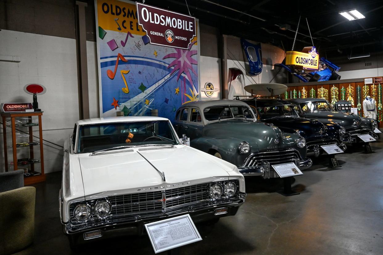 A collection of Oldsmobiles on display at the R.E. Olds Transportation Museum on Wednesday, Nov. 29, 2022, in Lansing.