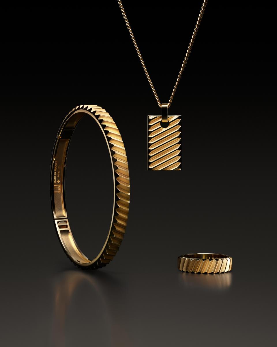 Pieces from Dunhill’s new gold jewelry collection. - Credit: Image Courtesy of Dunhill