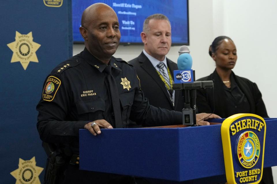 Fort Bend County Sheriff Eric Fagan at a press conference on Wednesday (AP)