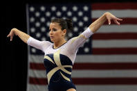 ST PAUL, MN - AUGUST 18: Alicia Sacramone competes on the floor during the Senior Women's competition on day two of the Visa Gymnastics Championships at Xcel Energy Center on August 18, 2011 in St Paul, Minnesota. (Photo by Ronald Martinez/Getty Images)