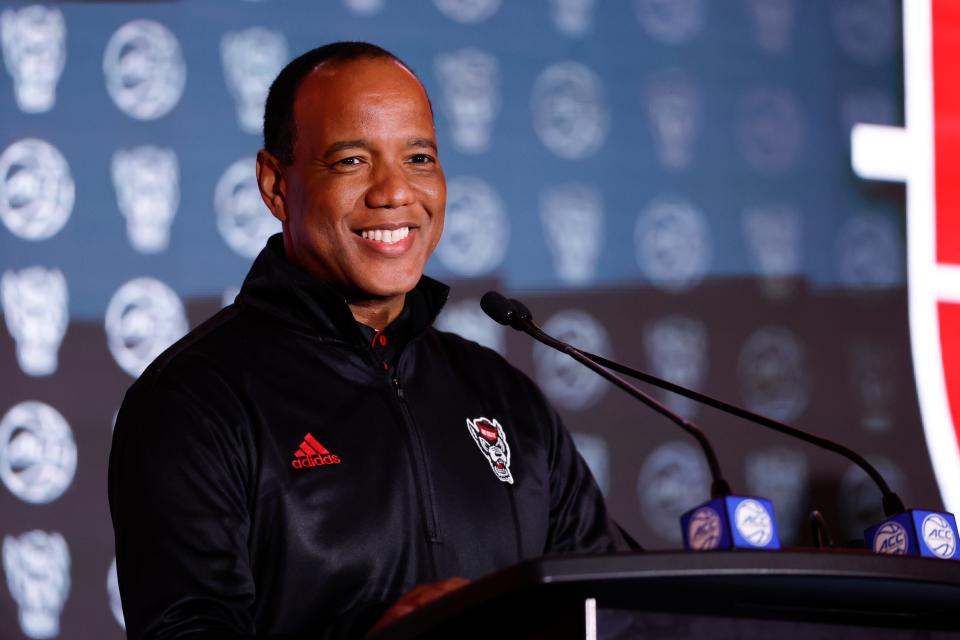 N.C. State head coach Kevin Keatts' team is scheduled to host Louisville on Feb. 12.