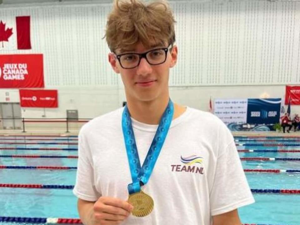 Chris Weeks, 17, nabbed Newfoundland and Labrador's first gold medal in nearly 30 years at the Canada Summer Games this week. (Swimming NL/Instagram - image credit)