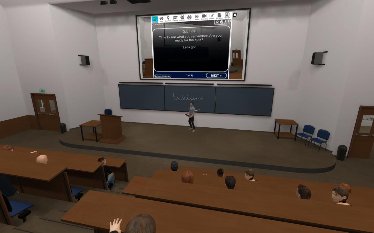 VR Education said that, inside its virtual reality platform, students can 'feel like they're in a real class and they can engage'