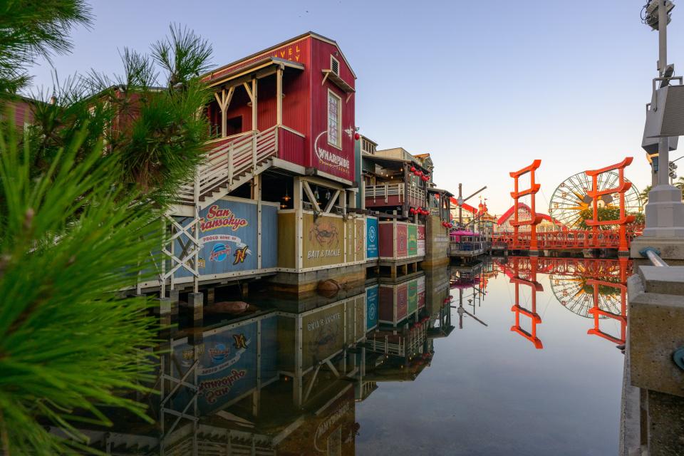 San Fransokyo Square at Disney California Adventure Park in Anaheim, Calif., features sights, shopping and splendid cuisine inspired by Walt Disney Animation Studios’ Academy Award®-winning “Big Hero 6.” This reimagined area at Disneyland Resort transports guests to the not-too-distant future, in a fictional mash-up of two iconic cities – San Francisco and Tokyo. (Richard Harbaugh/Disneyland Resort)