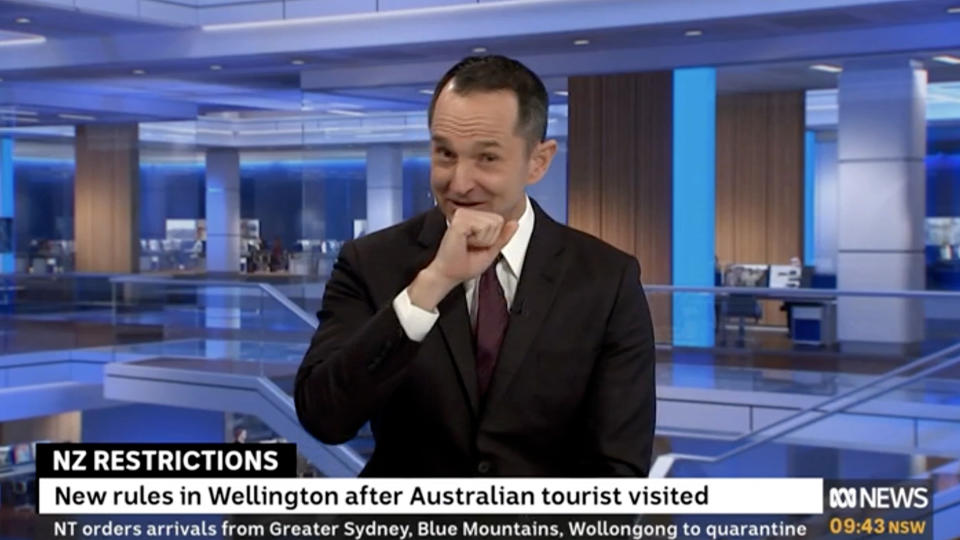 ABC's Joe O'Brien coughing during Covid reporting.