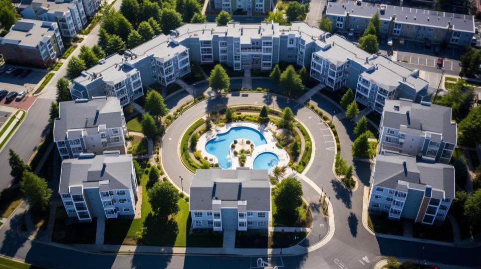 An aerial view of a REIT-developed multi-housing property.