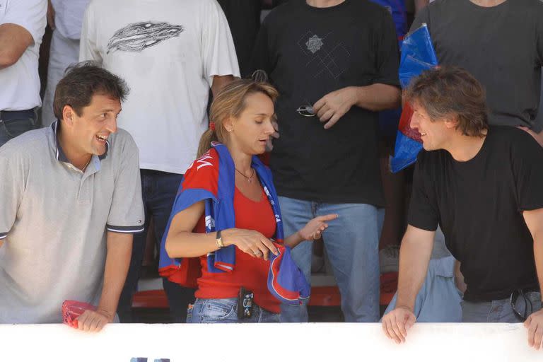 Sergio Massa, Malena Galmarini y Amado Boudou, juntos en la cancha alentando a Tigre