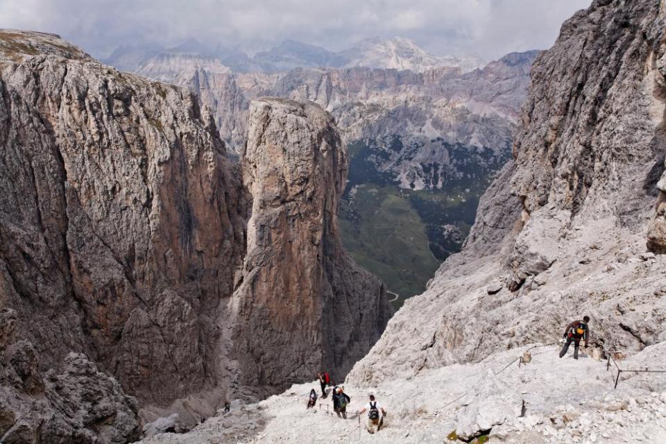 People Climbing Brigata Tridentina Via Ferrata