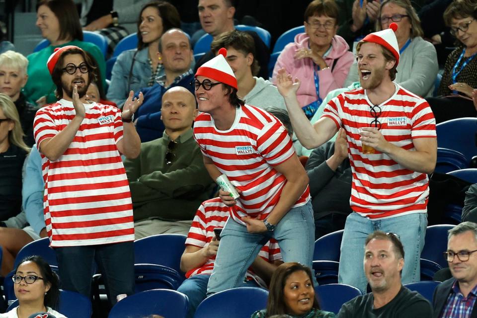 Fans in the crowd dressed up in ‘Where’s Wally?’ costumes wind up Novak Djokovic (Getty Images)