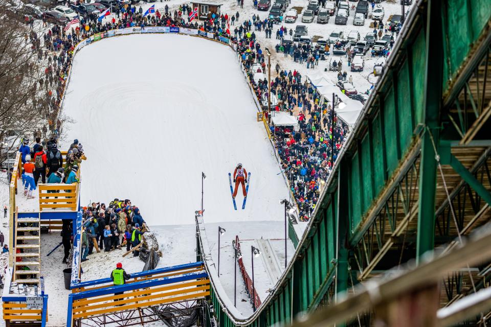 The action was thrilling last February at the Harris Hill ski jump competition in Brattleboro, Vermont.