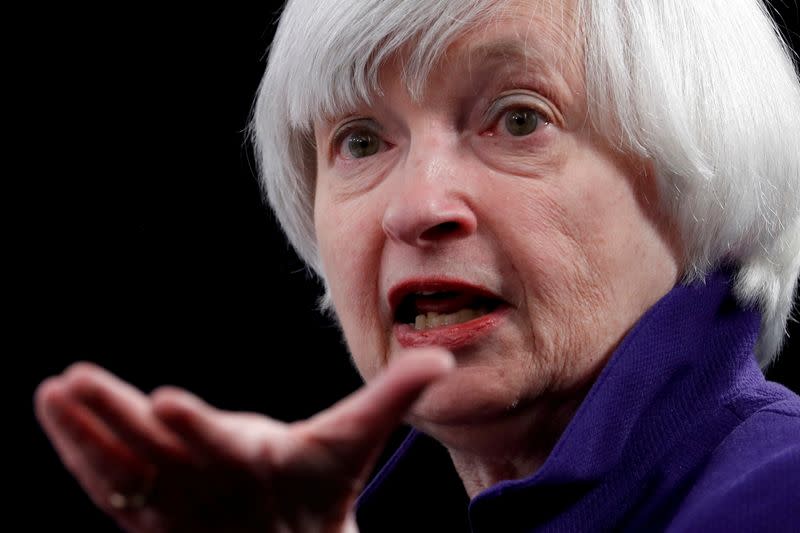 FILE PHOTO: Yellen holds a news conference in Washington