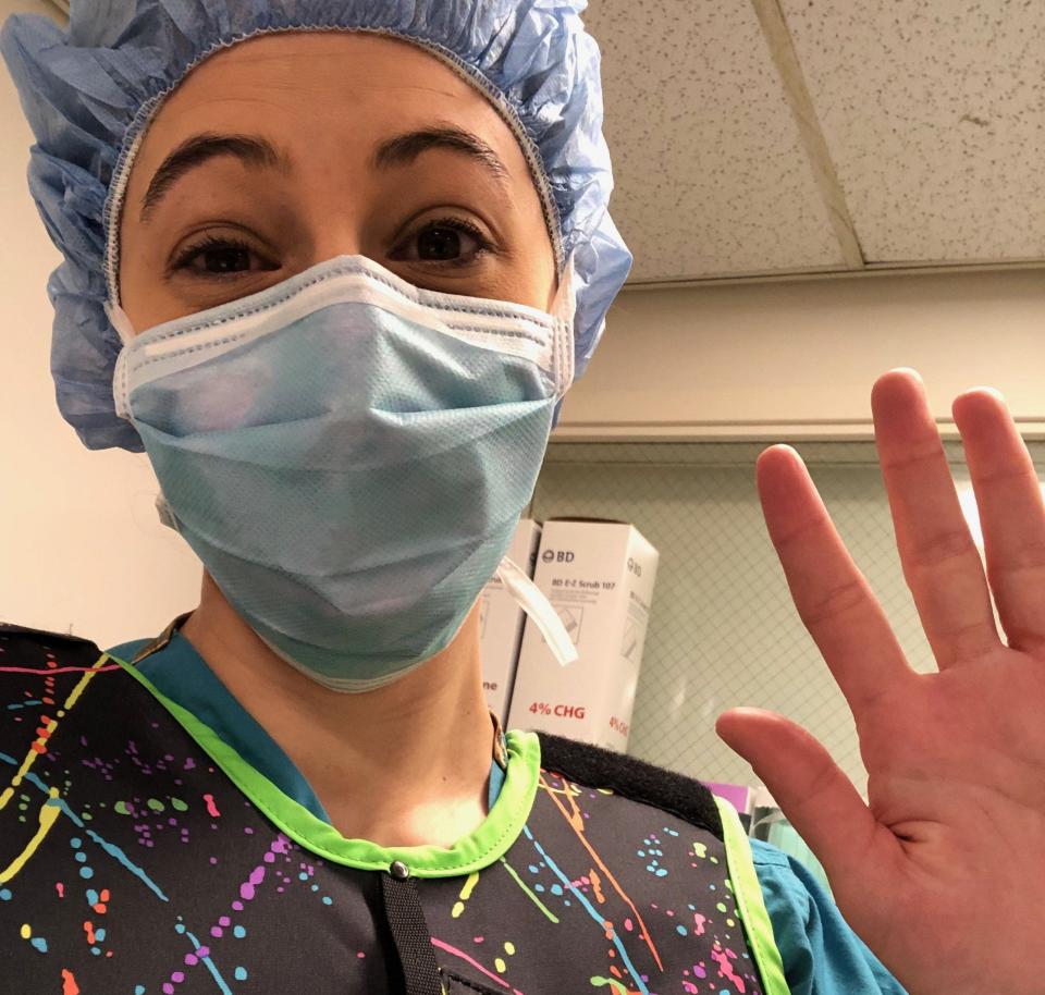 Physician assistant Jamie Goldstone at work in Red Bank, New Jersey, in 2019.