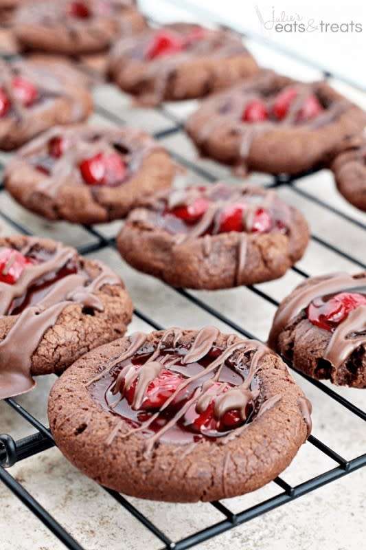 <p>Julie's Eats and Treats</p><p>These taste just like a chocolate-covered cherry cordial. </p><p><strong>Get the recipe: <a href="https://www.julieseatsandtreats.com/chocolate-cherry-thumbprint-cookies/" rel="nofollow noopener" target="_blank" data-ylk="slk:Chocolate Cherry Thumbprint Cookies;elm:context_link;itc:0;sec:content-canvas" class="link ">Chocolate Cherry Thumbprint Cookies</a></strong></p><p><strong>Related: <a href="https://parade.com/984204/kristamarshall/best-cherry-dessert-recipes/" rel="nofollow noopener" target="_blank" data-ylk="slk:45 Best Cherry Desserts;elm:context_link;itc:0;sec:content-canvas" class="link ">45 Best Cherry Desserts</a></strong></p>