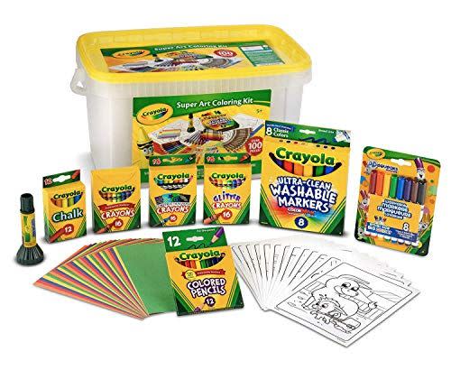 <p><strong>Crayola</strong></p><p>amazon.com</p><p><strong>$23.60</strong></p><p><a href="https://www.amazon.com/dp/B07D2SZ26Y?tag=syn-yahoo-20&ascsubtag=%5Bartid%7C10055.g.33491418%5Bsrc%7Cyahoo-us" rel="nofollow noopener" target="_blank" data-ylk="slk:Shop Now;elm:context_link;itc:0;sec:content-canvas" class="link ">Shop Now</a></p><p>Art supplies are some of most useful tools in your toy arsenal, and they let kids explore their creativity. This set comes with 16 classic crayons, 16 glitter crayons, 16 construction-paper crayons, 8 mini markers, 12 colored pencils, 30 coloring pages, 30 mini sheets of construction paper, one glue stick, 12 pieces of colored chalk, 8 markers and a tub to keep it all in. <em>Ages 5+</em></p>