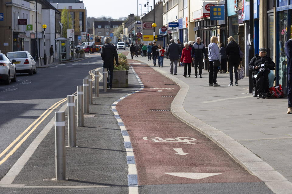 The lane has been branded 'the most dangerous in Britain' due to a high number of injuries, with shoppers blaming a 'trick of the eye' design. (SWNS)