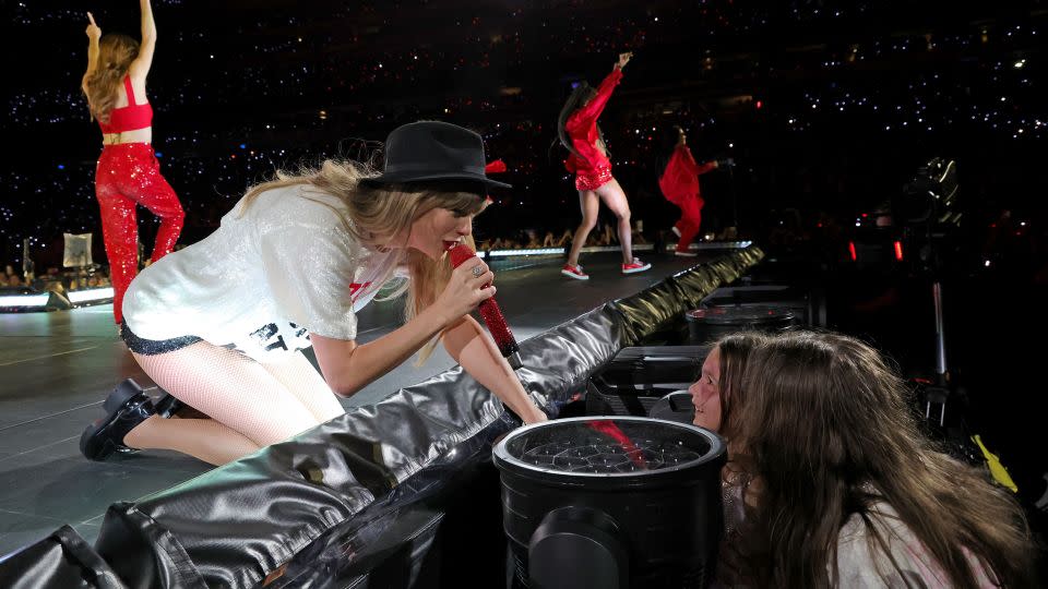 The singer greets a young fan in May at MetLife Stadium in East Rutherford, New Jersey. - Kevin Mazur/TAS23/Getty Images for TAS Rights Management