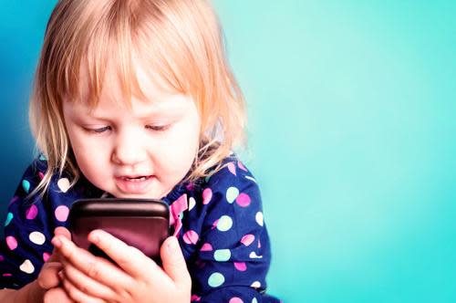 toddler on a smartphone