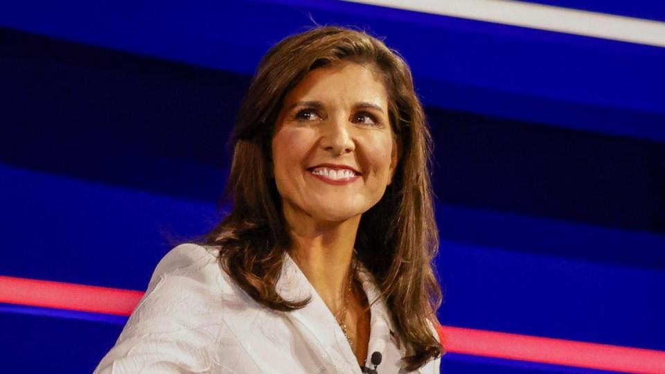 PHOTO: Republican presidential candidate, Nikki Haley, attends the Republican primary presidential debate in Miami, Fla., Wednesday, Nov. 8, 2023. (Eva Marie Uzcategui/Bloomberg via Getty Images)