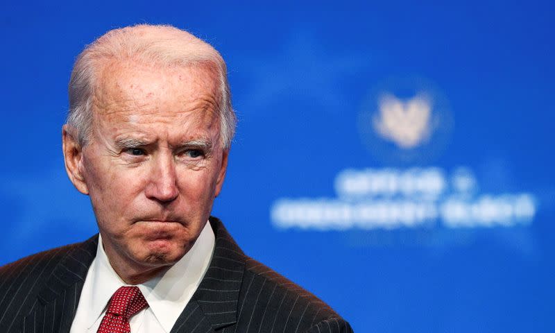 FILE PHOTO: U.S. President-elect Joe Biden speaks after meeting with governors in Wilmington, Delaware