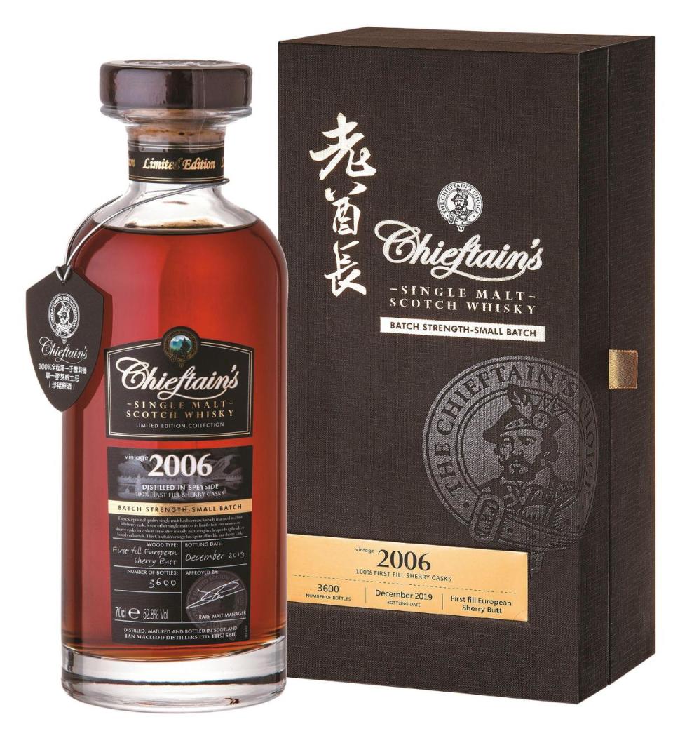 老酋長原酒系列的2006限量批次歐洲橡木雪莉桶，52.8%的單麥原酒，限量3,600瓶。