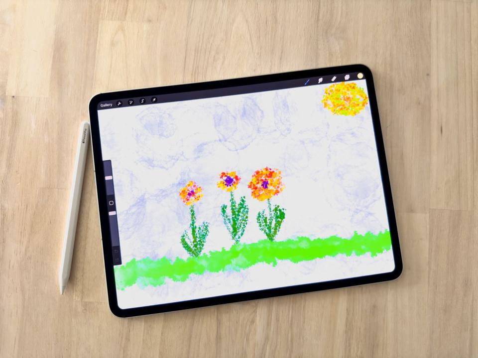 a ipad pro 2024 with a drawing on the screen