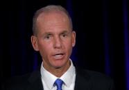 Boeing Co Chief Executive Dennis Muilenburg during a news conference at the annual shareholder meeting in Chicago