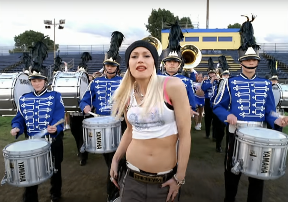 Screenshot from Gwen Stefani's "Hollaback Girl" video