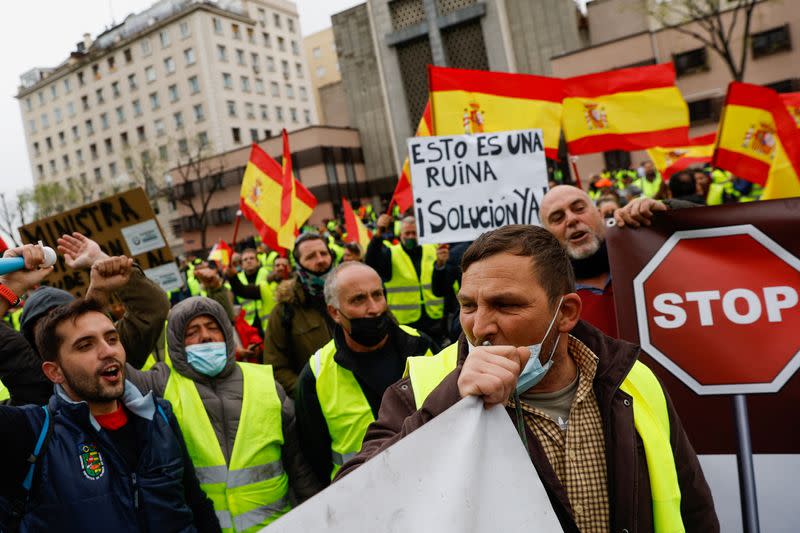 Protesta de transportistas en Madrid