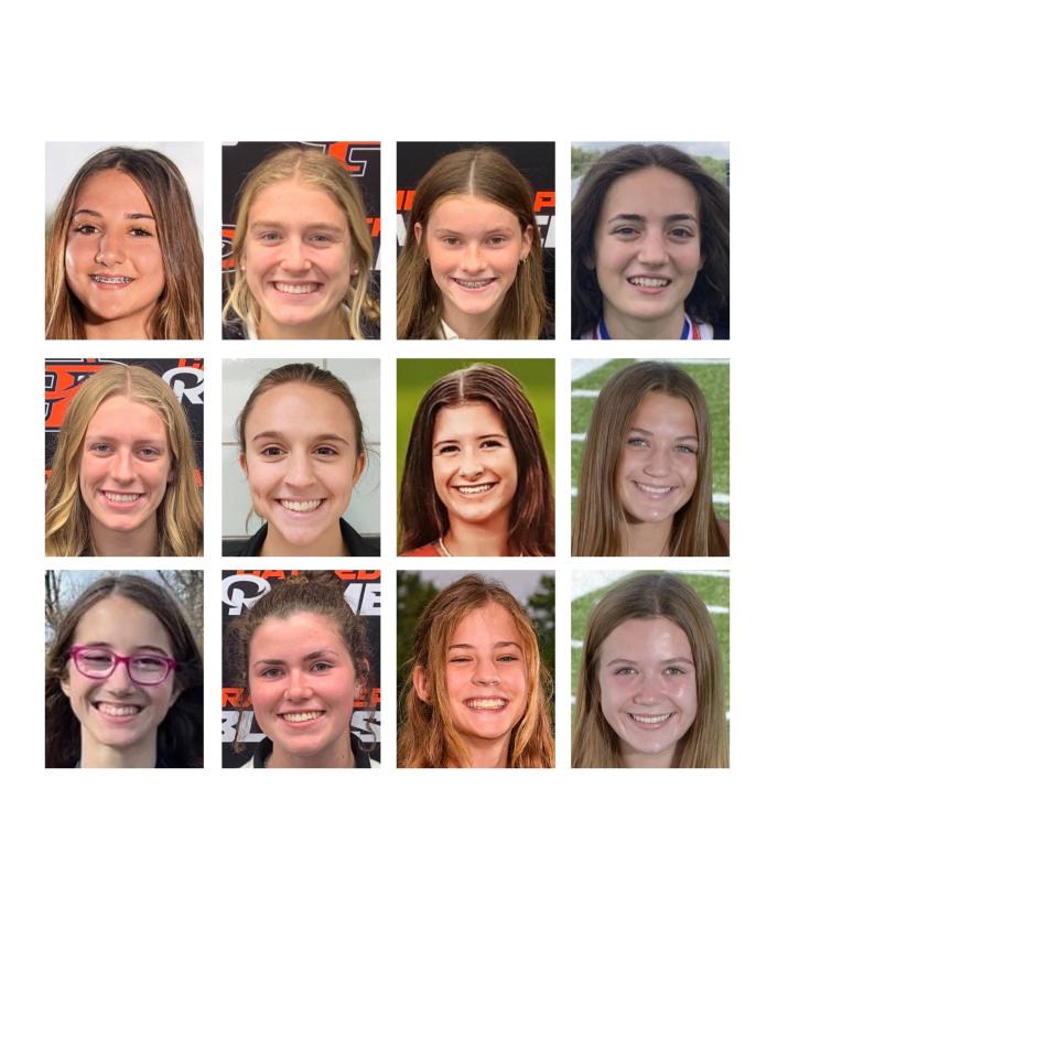 The Erie Times-News District 10 Girls Cross Country All-Stars include, top row, from left: West Middlesex's AnnaSophia Viccari, Cathedral Prep's Sarah Clark and Anne-Catherine Brown, and Mercer's Willow Myers; second row, from left: Cathedral Prep's Allison Bender, Franklin's Nadalie Latchaw, General McLane's Sydney Bayle and McDowell's Hayden Palmer; third row, from left: Jamestown's Karis McElhaney, Cathedral Prep's Lauren Raimy, Grove City's Josie Jones and McDowell's Hannah Palmer.