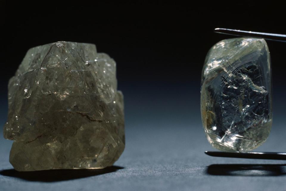 <em>Rough diamonds are photographed in the Belgian city of Antwerp, the most prominent diamond hub in the world. (Photo by DeAgostini/Getty Images)</em>