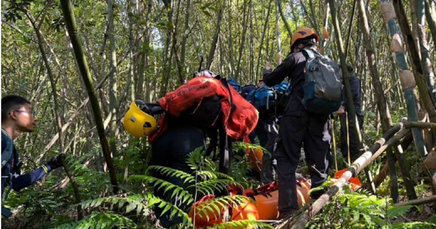 20日某登山團登山時被蜂群攻擊，共計11人受傷，2人傷重不治身亡。（圖／新北市消防局提供）