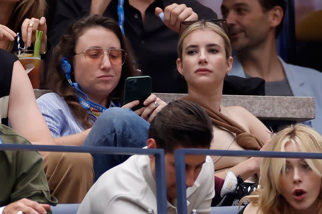 <p>Sarah Stier/Getty</p> Emma Roberts at the 2023 US Open men's final