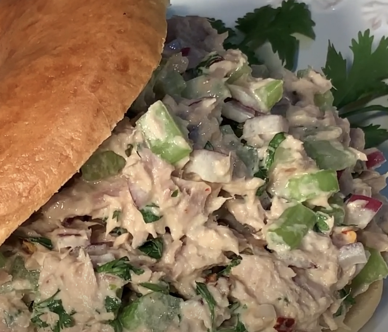 tuna salad on a bagel