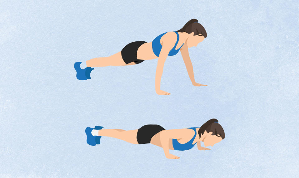 an illo of a woman doing push-ups