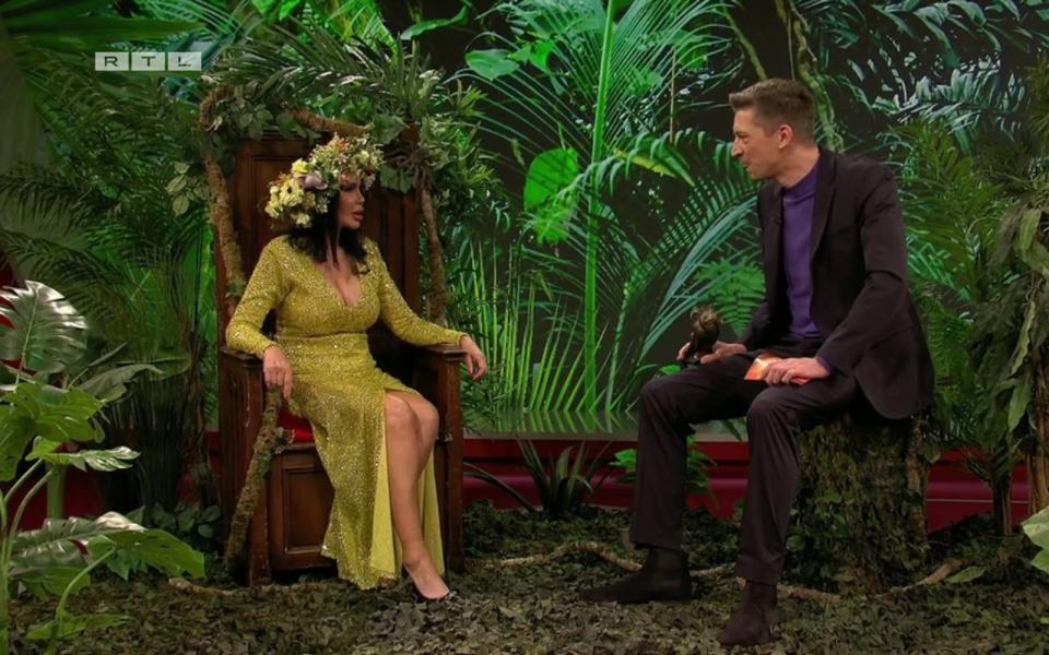 Als die neue Dschungelkönigin Djamila Rowe bei "Stern TV" zu Gast war, wurde das Interview durch zwei Männer unterbrochen. (Bild: RTL)