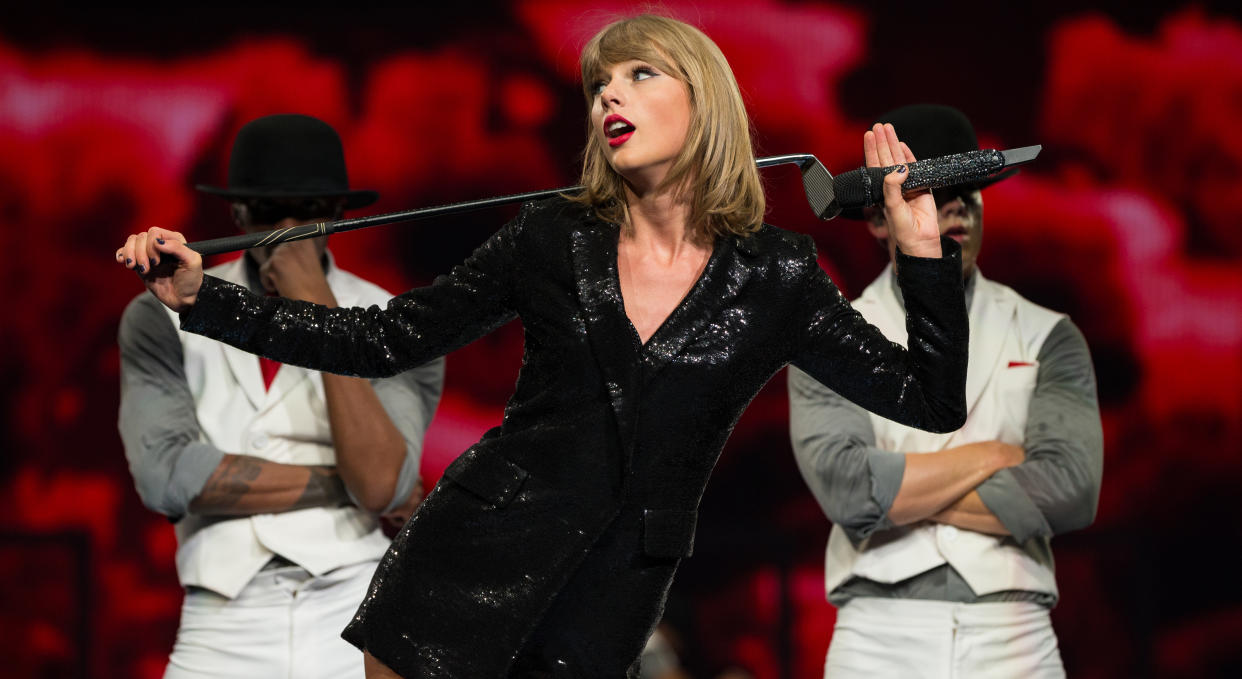 Taylor Swift performs onstage during The 1989 World Tour at Staples Center in 2015. (Photo by Christopher Polk/Getty Images for TAS)