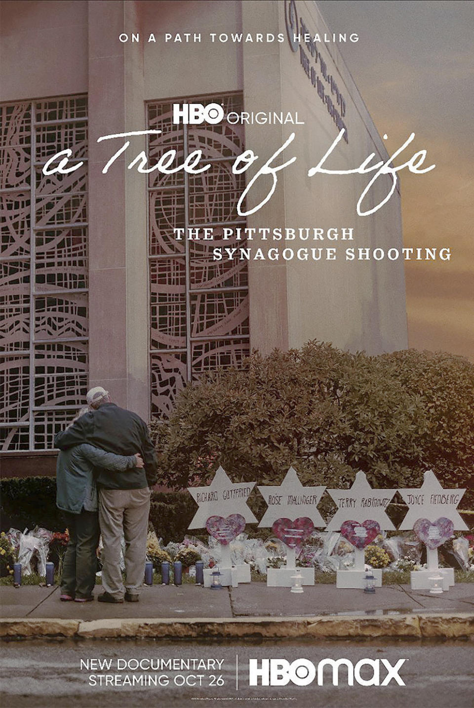 This image shows promotional art for the documentary "A Tree of Life: The Pittsburgh Synagogue Shooting." (HBO Max via AP)