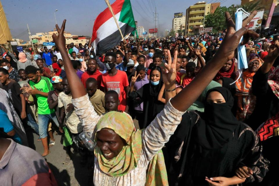 Protesters barricaded streets and chanted in support of civilian rule (AFP/Getty)