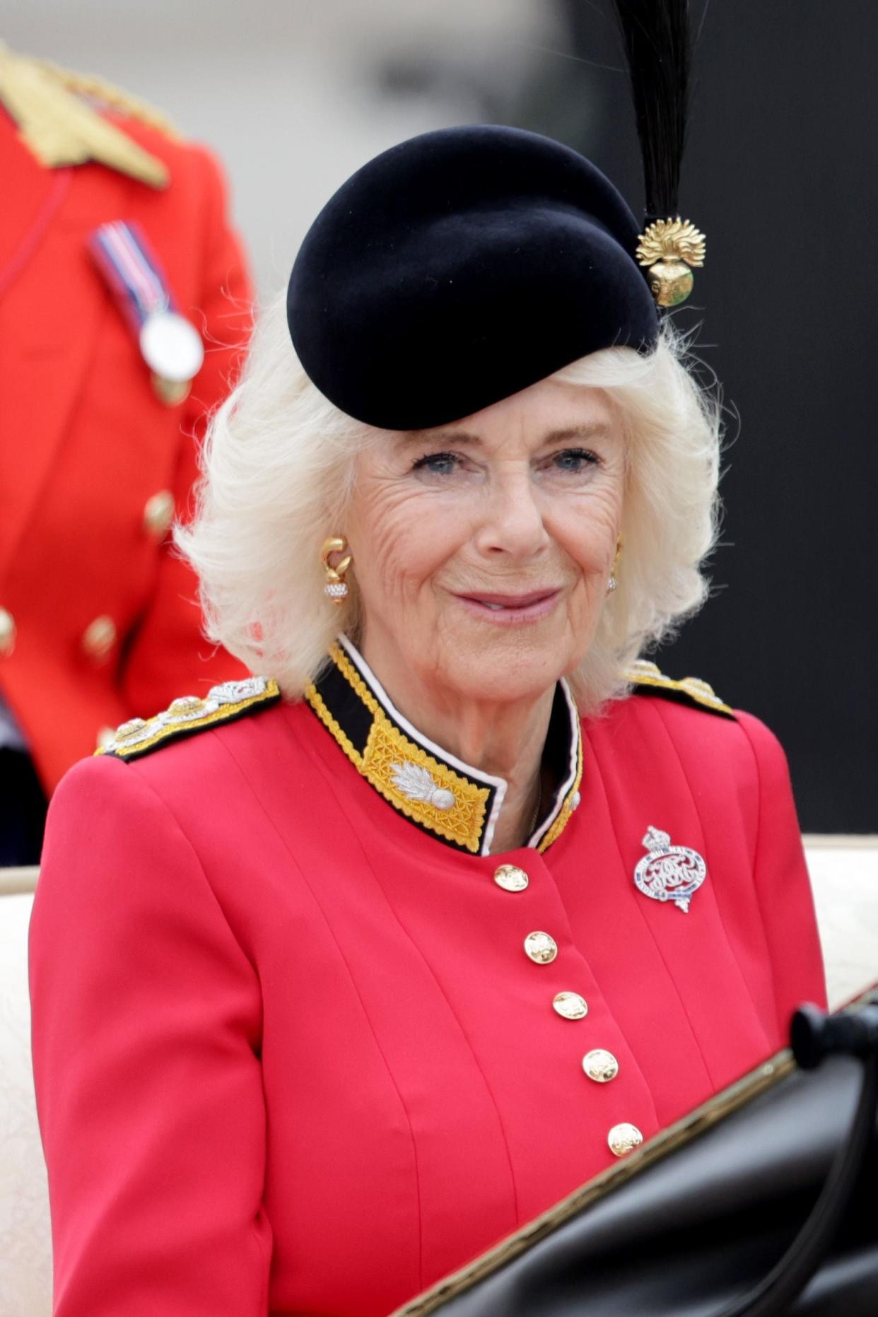 Queen Camilla is seen during Trooping the Colour (Getty Images)