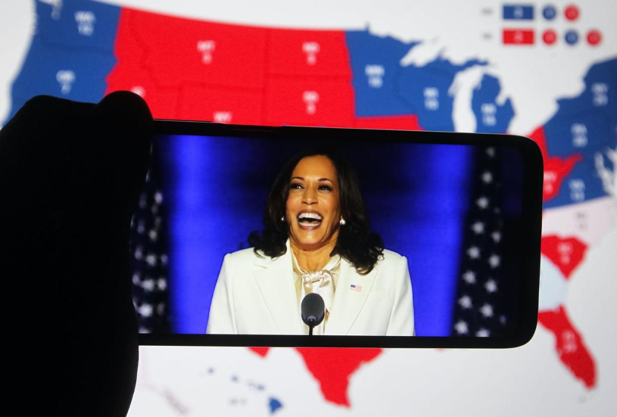<span class="caption"><span class="caas-xray-inline-tooltip"><span class="caas-xray-inline caas-xray-entity caas-xray-pill rapid-nonanchor-lt" data-entity-id="Kamala_Harris" data-ylk="cid:Kamala_Harris;pos:1;elmt:wiki;sec:pill-inline-entity;elm:pill-inline-text;itc:1;cat:OfficeHolder;" tabindex="0" aria-haspopup="dialog"><a href="https://search.yahoo.com/search?p=Kamala%20Harris" data-i13n="cid:Kamala_Harris;pos:1;elmt:wiki;sec:pill-inline-entity;elm:pill-inline-text;itc:1;cat:OfficeHolder;" tabindex="-1" data-ylk="slk:Harris;cid:Kamala_Harris;pos:1;elmt:wiki;sec:pill-inline-entity;elm:pill-inline-text;itc:1;cat:OfficeHolder;" class="link ">Harris</a></span></span> isn't actually the first Black woman to run for vice president of the United States.</span> <span class="attribution"><a class="link " href="https://www.gettyimages.com/detail/news-photo/in-this-photo-illustration-the-us-democratic-vice-news-photo/1229538568?adppopup=true" rel="nofollow noopener" target="_blank" data-ylk="slk:Photo Illustration by Pavlo Conchar/SOPA Images/LightRocket via Getty Images;elm:context_link;itc:0;sec:content-canvas">Photo Illustration by Pavlo Conchar/SOPA Images/LightRocket via Getty Images</a></span>