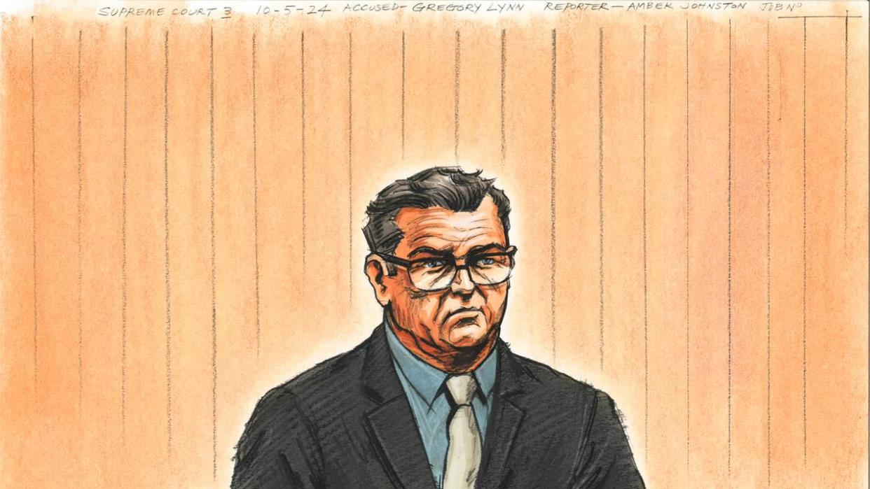 Mr Lynn is facing trial over the alleged murders of Russell Hill and Carol Clay. Artist: Paul Tyquin