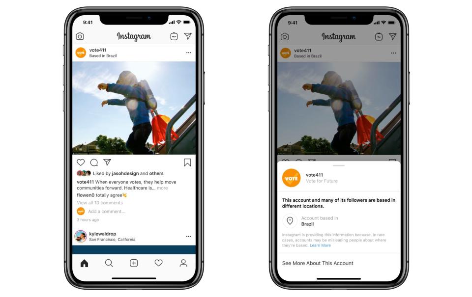 Facebook and Instagram are adding new location labels to fight election meddling.