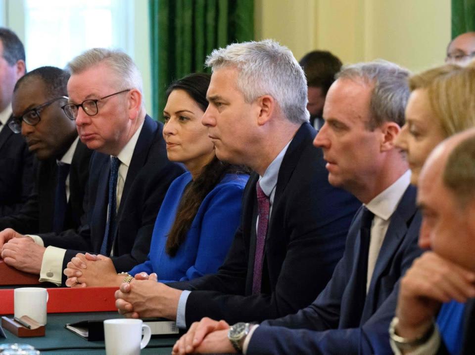Kwasi Kwarteng, Priti Patel, and Dominic Raab have all missed committee meetings since Boris Johnson’s resignation, with Michael Gove suggesting some areas of the government are ‘not functioning’ (POOL/AFP via Getty)