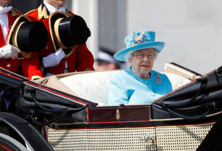 FILE PHOTO: Britain's Queen Elizabeth takes part in the Trooping the Colour parade in central London, Britain, June 9, 2018. REUTERS/Peter Nicholls