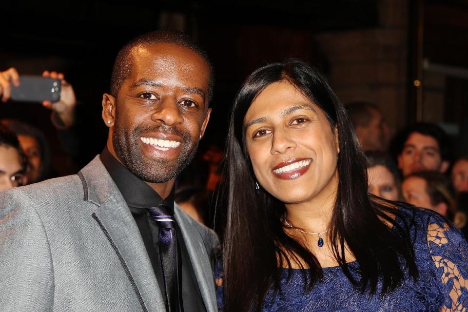 Adrian Lester and Lolita Chakrabarti seen at the Whatsonstage.com Theatregoers' Choice Awards at The Palace Theatre on Sunday, Feb. 17, 2013, in London. (Photo by Miles Willis/Invision/AP)